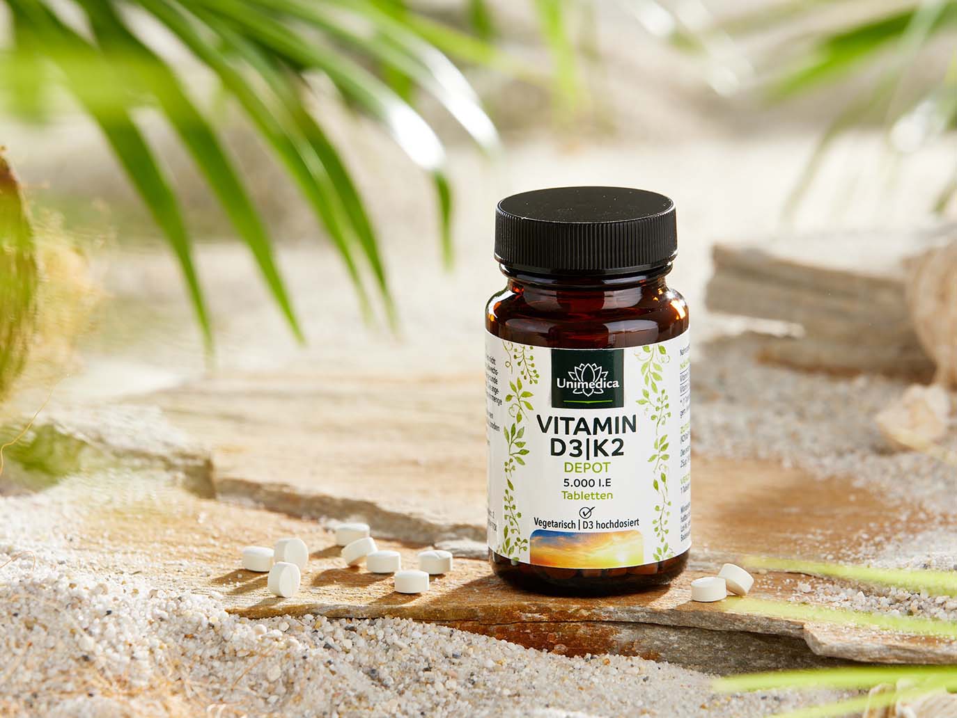 Vitamin D3/K2 5000 IU sustained-release - 125 µg D3 and 100 µg K2 per 5-day dose (take one tablet every 5 days) - 180 tablets - from Unimedica